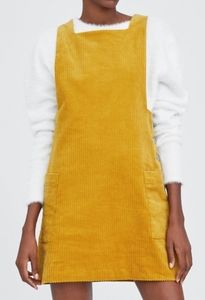 Zara mustard corduroy dress